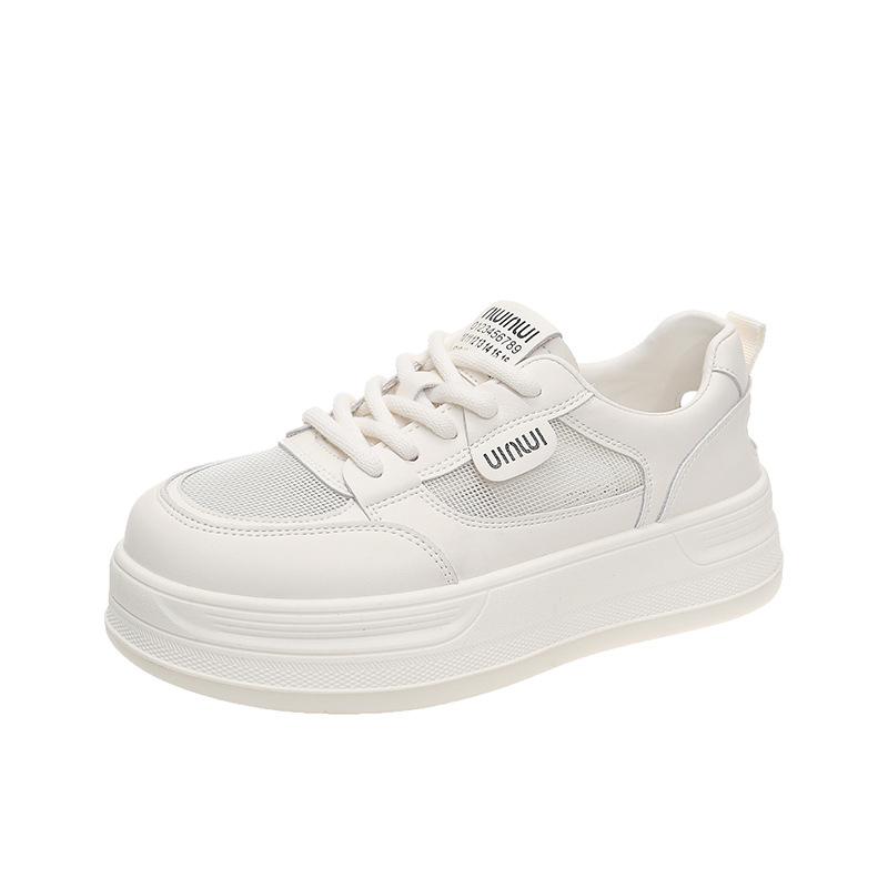 Cowhide version, genuine leather little white shoes, women's models, 2025 summer new thick-soled heightening women's shoes, mesh sports and leisure bo