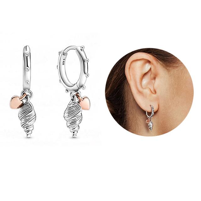 Серьги из стерлингового серебра 925 пробы, круглые серьги с сердцем, перьями, цветами и луной, серебряные серьги для женщин, оригинальные модные ювелирные изделия