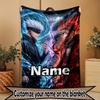Custom Name Personalized Jujutsu Kaisen Print Blanket, Home Decor, Bedroom, Sofa, Camping, Couch, Gifts for Birthday Christmas