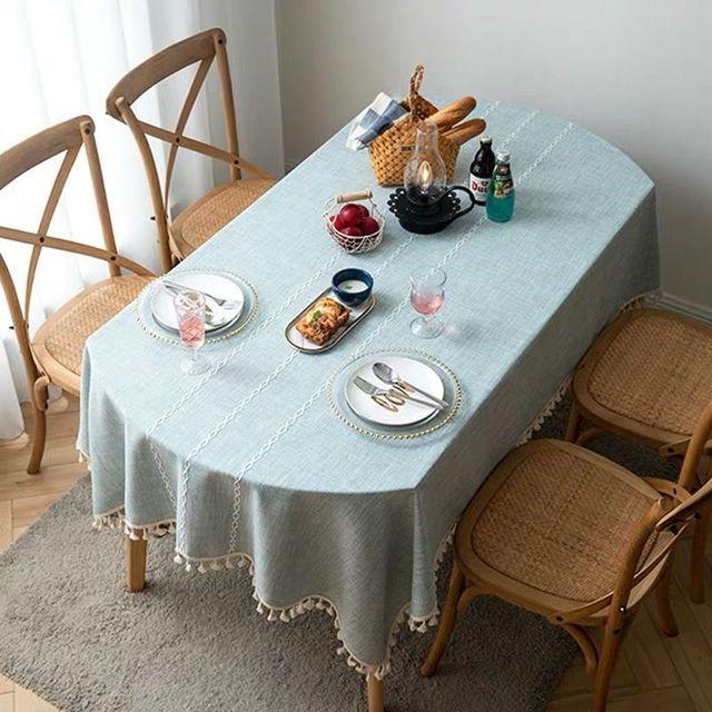 Клетчатая декоративная скатерть с кисточками, водонепроницаемая овальная скатерть, плотная, для свадебного обеда, чая, гостиной, домашнего стола