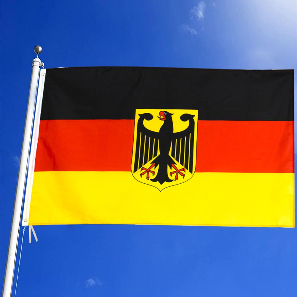 Germany National Emblem Flag Polyester German Deutschland Flying Banner with Metal Eyelets Coat of Arms Eagle Flag 90x150cm