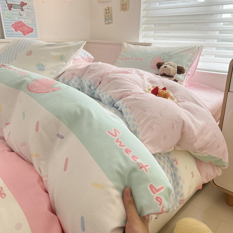 Комплект из трех предметов для спальни из набивного хлопка, постельное белье, пододеяльник, простыня, комплект из четырех предметов