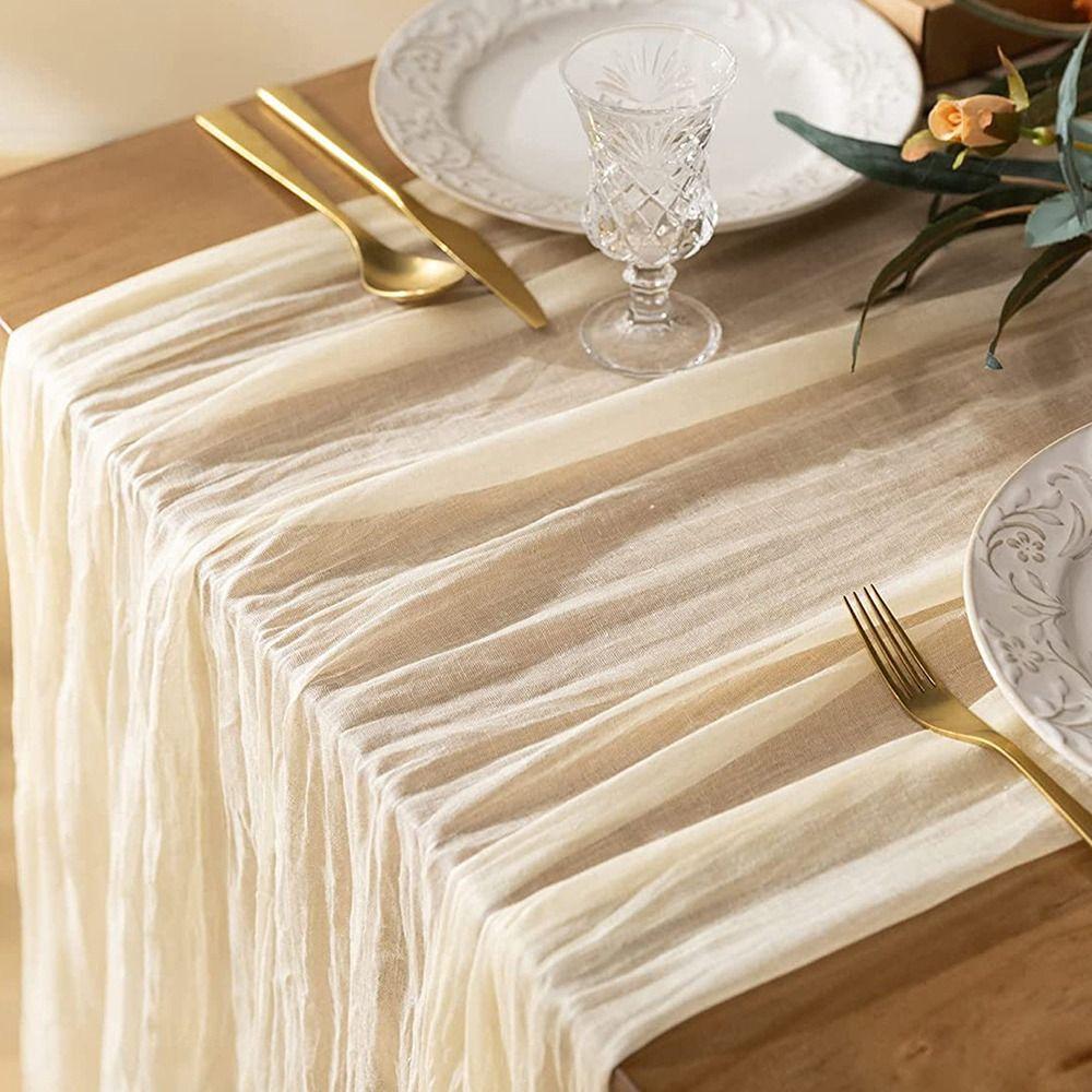 90x180/300cm Gauze Tablecloth Rustic Country Cheesecloth Table Setting  Dinning Decor