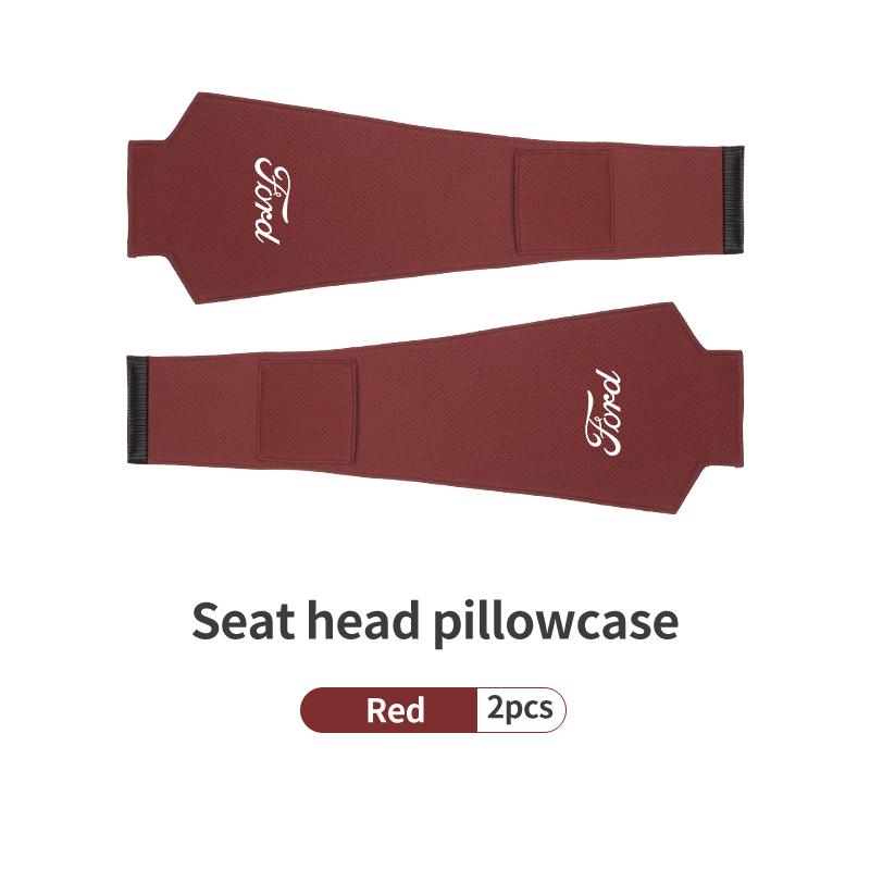 FRYX3 Car Headrest Pillowcase Suede Leather Perforated Design Anti Scratch For Ford Fiesta Ranger Mondeo Escape Ecosport Fusion