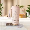 Van Gogh Inspired Insulated Stainless Steel Travel Mug Women Double Drink Cup With Tea Strainer Floral Design Gift