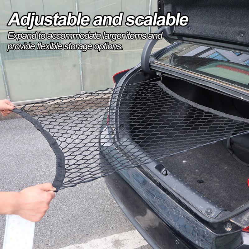 Car Trunk Storage Net Camping Cart Net Auto Trunk Sundries Fixed Netbag Handcart String Bag Elastic Pocket Mesh Car Accessories