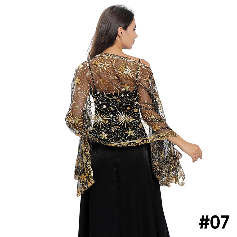 Луна, звезда, блестки, шаль, накидка для вечерних платьев, свадебный декор, шарф, элегантный хиджаб, покрывало для праздников Рамадана, женская скромная модная шаль