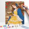 Disney Princess Belle oil painting by numbers art kit. handmade diy painting home decoration gifts. library scene with roses