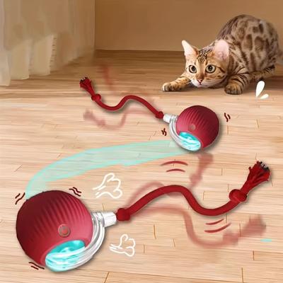 Интерактивная игрушка-мяч для кошек Автоматический катящийся мяч с хвостом Перезаряжаемая умная интерактивная игрушка для питомцев Умный мяч для кошек