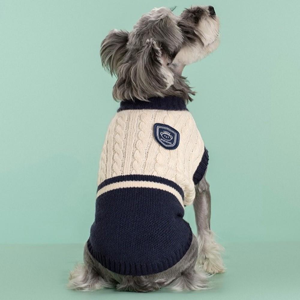 Classical Dog Warm Sweater College Style Dog Pullover Casual Pet Knitted Vest Daily Wear