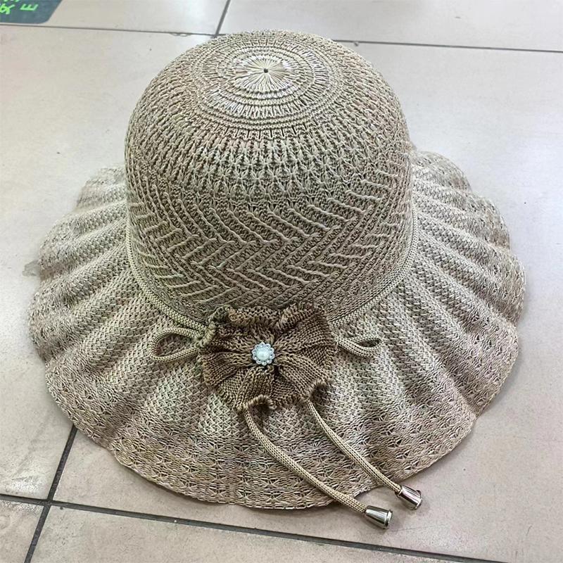 Wide Brim Uv Protection Straw Hat Fashion Casual Breathable Beach Cap Bucket Hat Summer Sun Hat