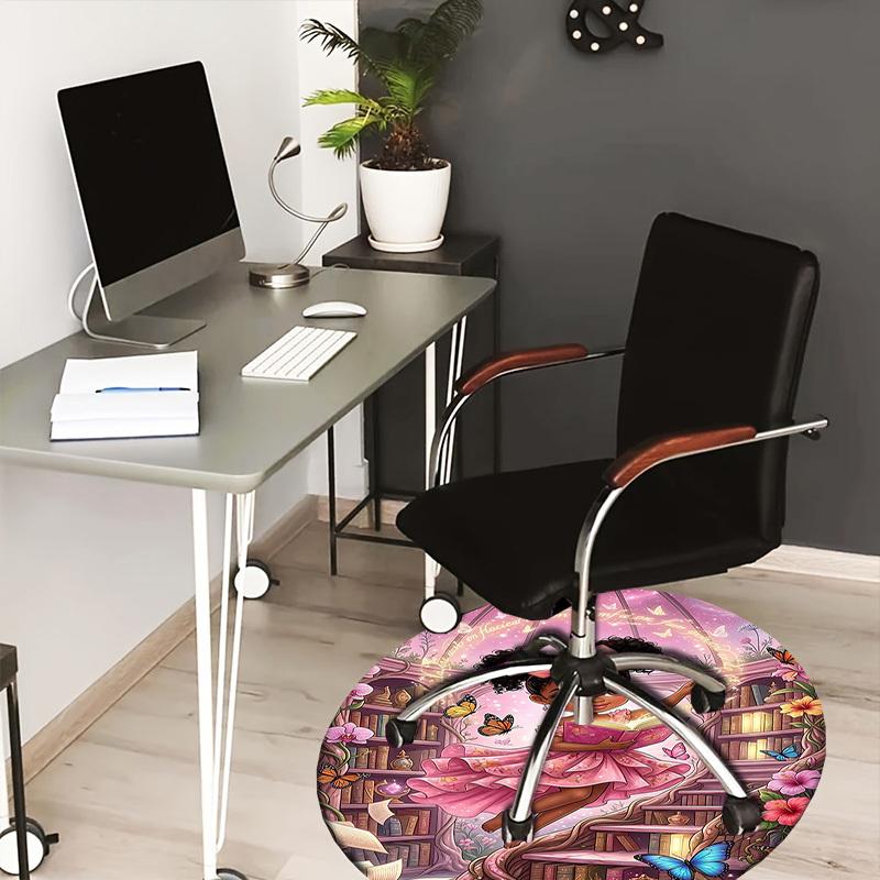 1PC Fantasy Bookshelf Non-Slip Floor Round carpet, Office, family, bedroom, Large Area Rug Indoor Rugs, Durable Polyester-L0387
