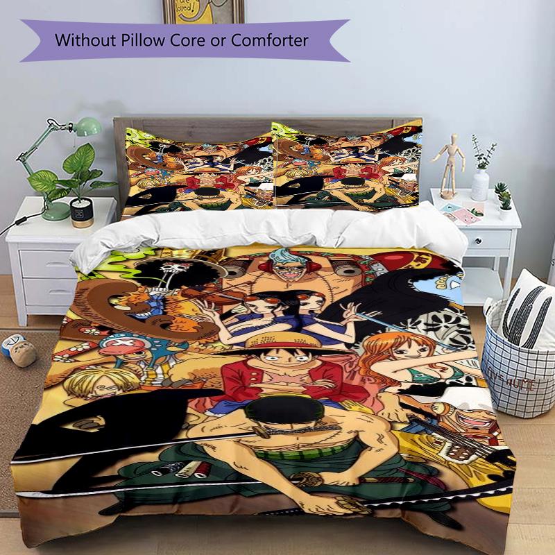 3Pcs One Piece Adventure Bedding Set Soft Fabric Duvet Cover Pillowcases Christmas Xmas Halloween Gift 1 Duvet Cover 2 Pillowcase L1365