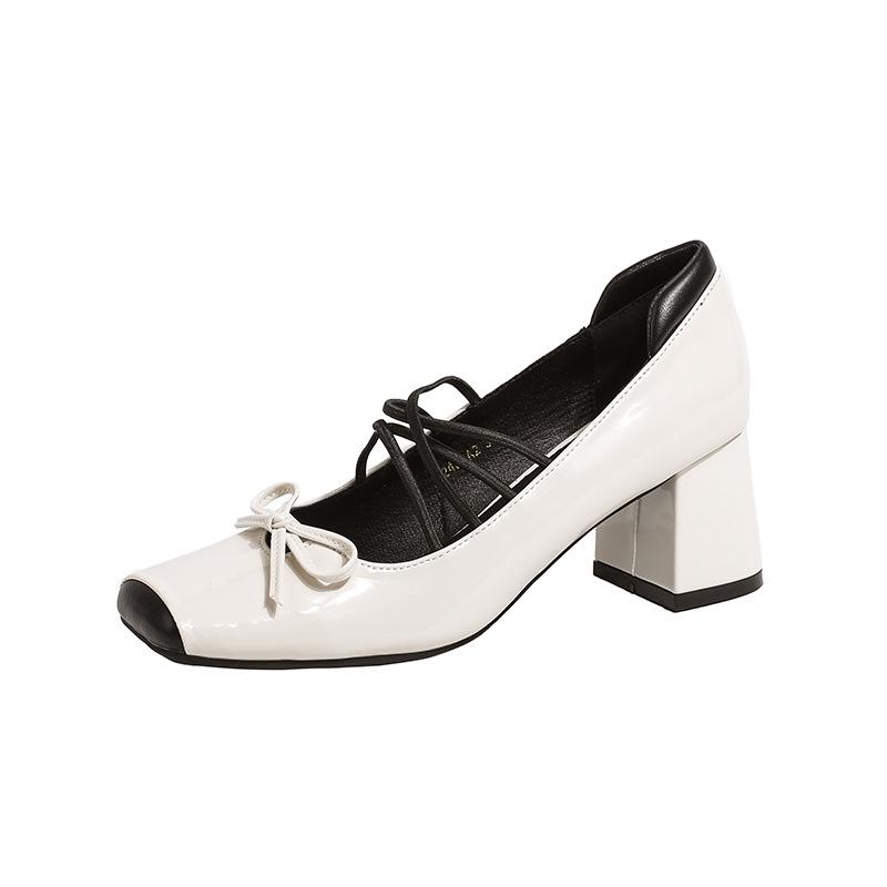 Винтажные туфли Мэри Джейн на толстом каблуке с квадратным носком, сочетающиеся по цвету, туфли-лодочки на высоком каблуке, балетки феи, серебристые туфли с перекрестным ремешком