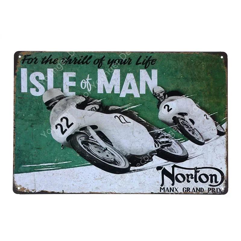 Ретро Металлическая Табличка Мотоциклы BSA Norton Indian Жестяные Таблички Винтажный Металлический Постер Декор Гаража Клуб Паб Бар Настенное Украшение YJ175