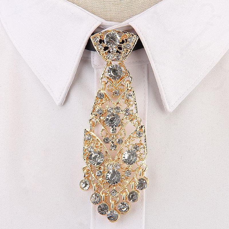 Personality Crystal Neckties Wine Party Wedding Ceremony Metal Short Luxury Tie Men Accessories