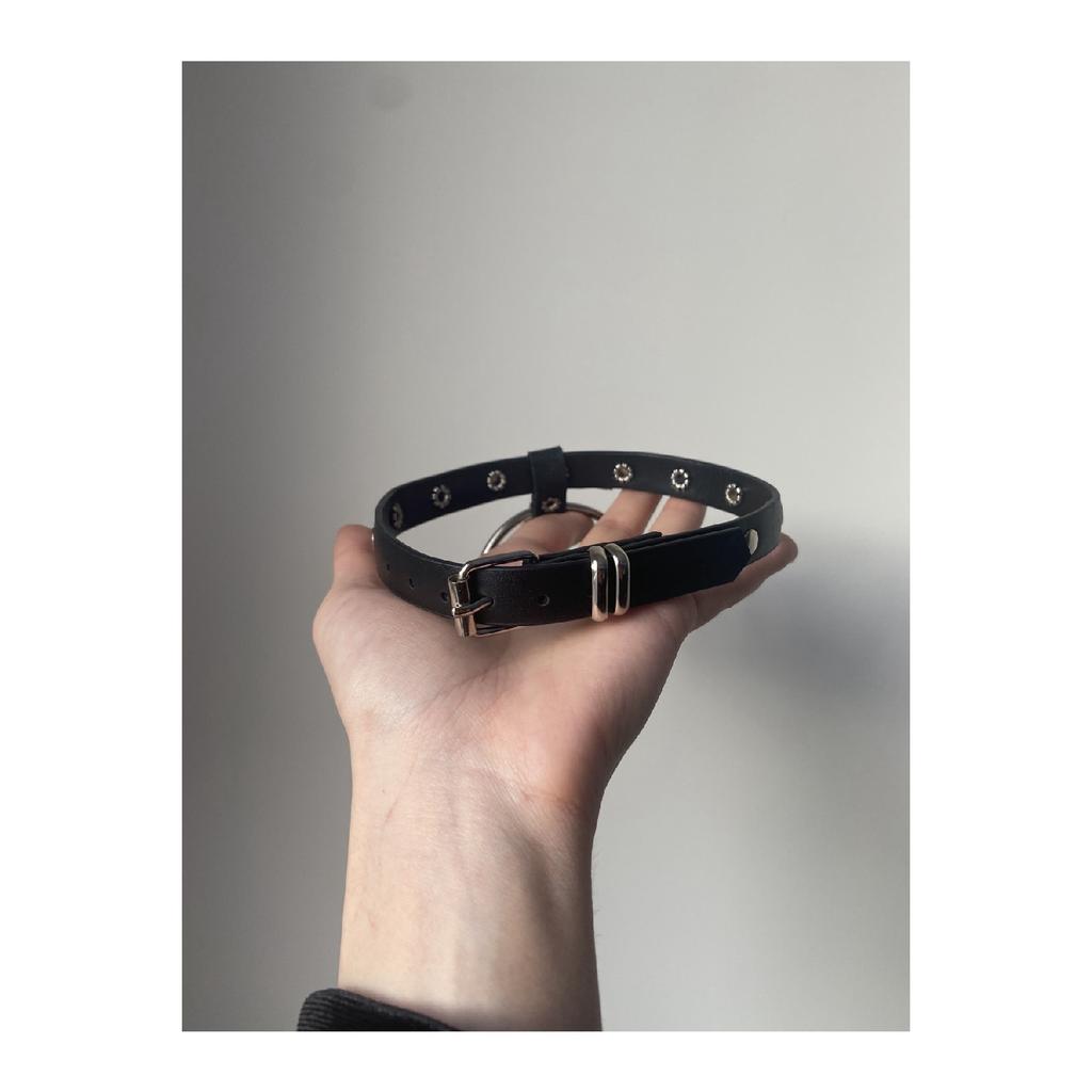 Gothic Punk Studded Faux Leather Ring Cross Choker Neck Collar