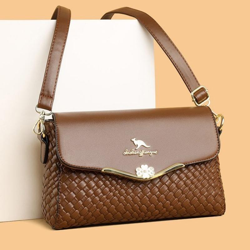 2024 Новая тканая сумка для мамы, женская сумка на одно плечо, женская универсальная модная маленькая сумка с диагональной перекладиной, цельная сумка для доставки