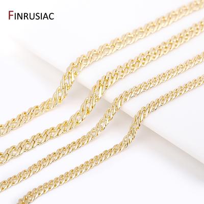 Позолоченные 14K Кубинские Цепочки 3,5 мм/5 мм Для Изготовления Украшений, Браслетов, Ожерелий DIY, Ювелирные Принадлежности, Аксессуары