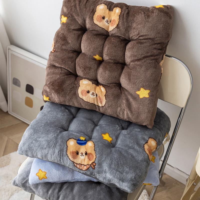 1PC Butt Pad for Home&Office Chair Pad Non-slip Plush Thickened Back Cushion 40x40cm Square Seat Cushion