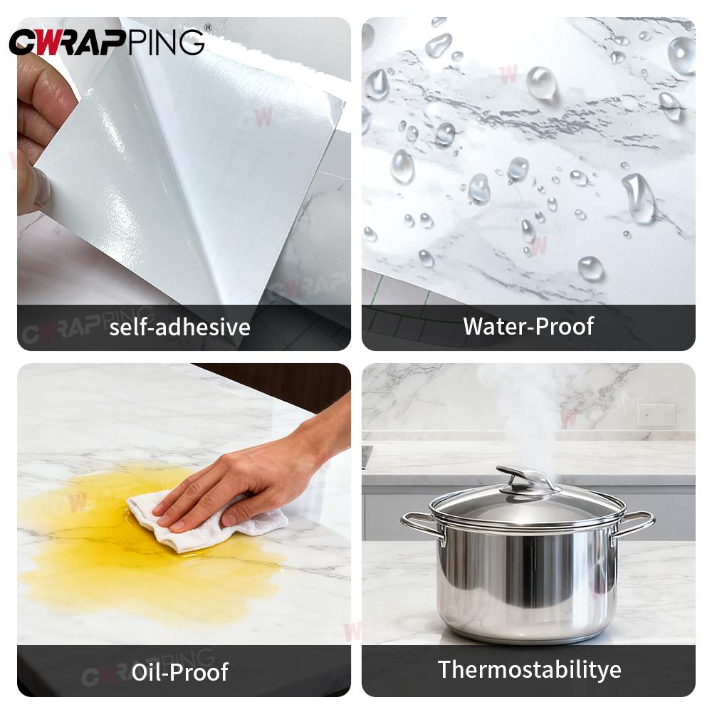 PVC Waterproof Self-adhesive Vinyl Floor Self Adhesive Wallpaper for Wall Border Marble Pattern Thick Modern Imitation Stickers