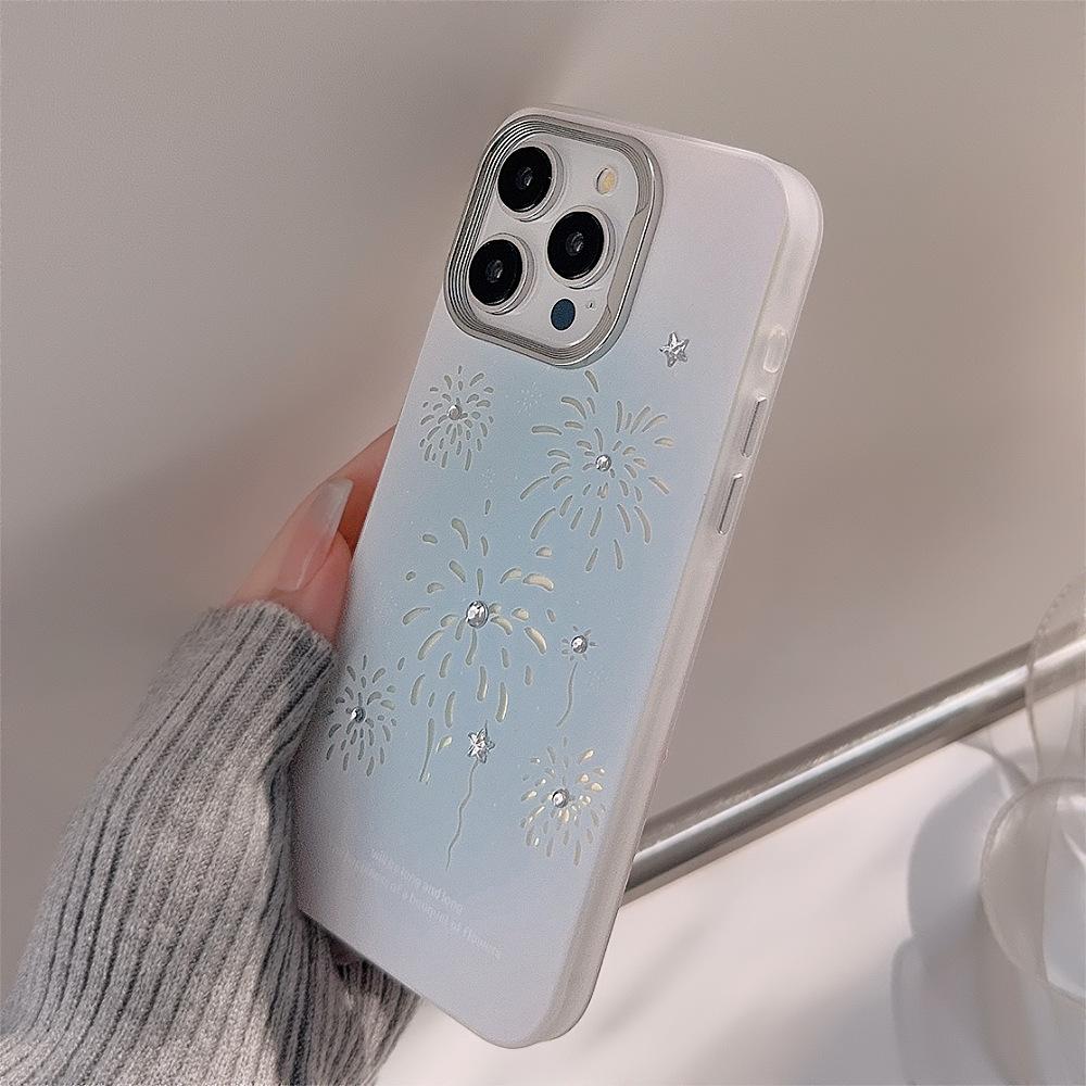 Sfumato Blue Фейерверки для iPhone15 для 14Promax Чехол для телефона17 для Apple 13 Лазер 11 Браслет с мишкой 16