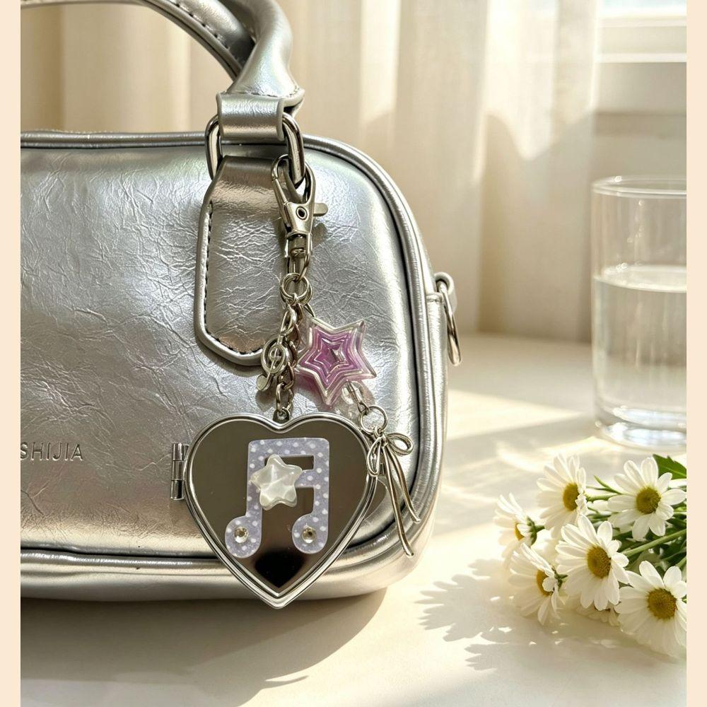 Lightweight Mirror Keychain Heart-Shaped Makeup Mirror Accessories Aesthetic Key Pendant Daily Use