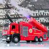 Масштаб 1/32 Пожарная машина Модель игрушечной машины Металлическая литая под давлением Светомузыкальная имитация Спрей Спасательная машина Модели для детей Подарки на день рождения