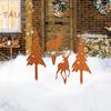 4Pcs/Set Christmas Tree Garden Stake Weather-proof Heavy Duty Outdoor Patio Yard Lawn Metal Elk Silhouette Sign Spike Stick Decoration Ornament