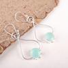 Aqua Chalcedony Handmade Gemstone Jewelry, 925 Solid Sterling Silver Earrings Unique Design Jewelry, For Women