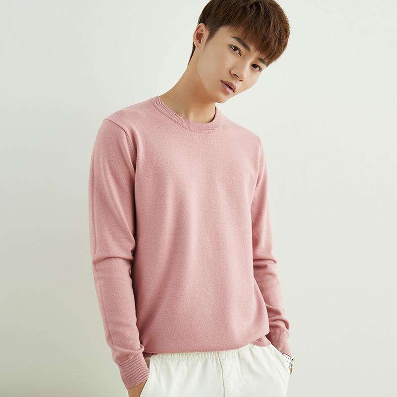 Осенне-зимний мужской вязаный свитер с V-образным и круглым вырезом, простой, в стиле «ветреный полевой», однотонный, деловой свитер.