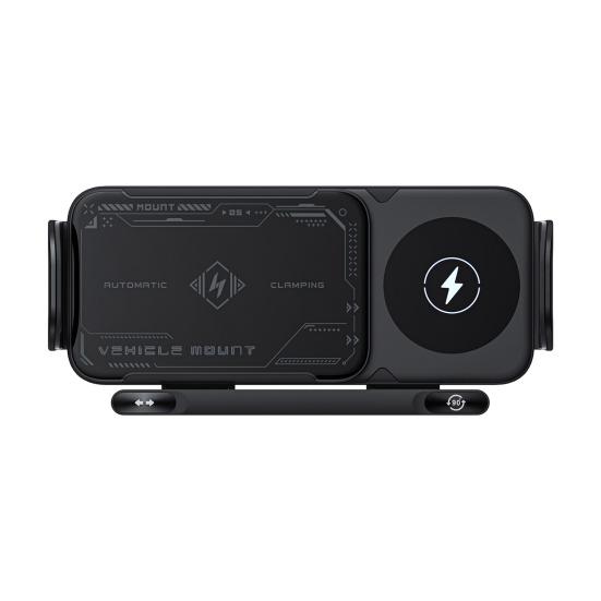 Wireless Car Charger 15W Fast Charging Phone Holder Auto Rotating Phone