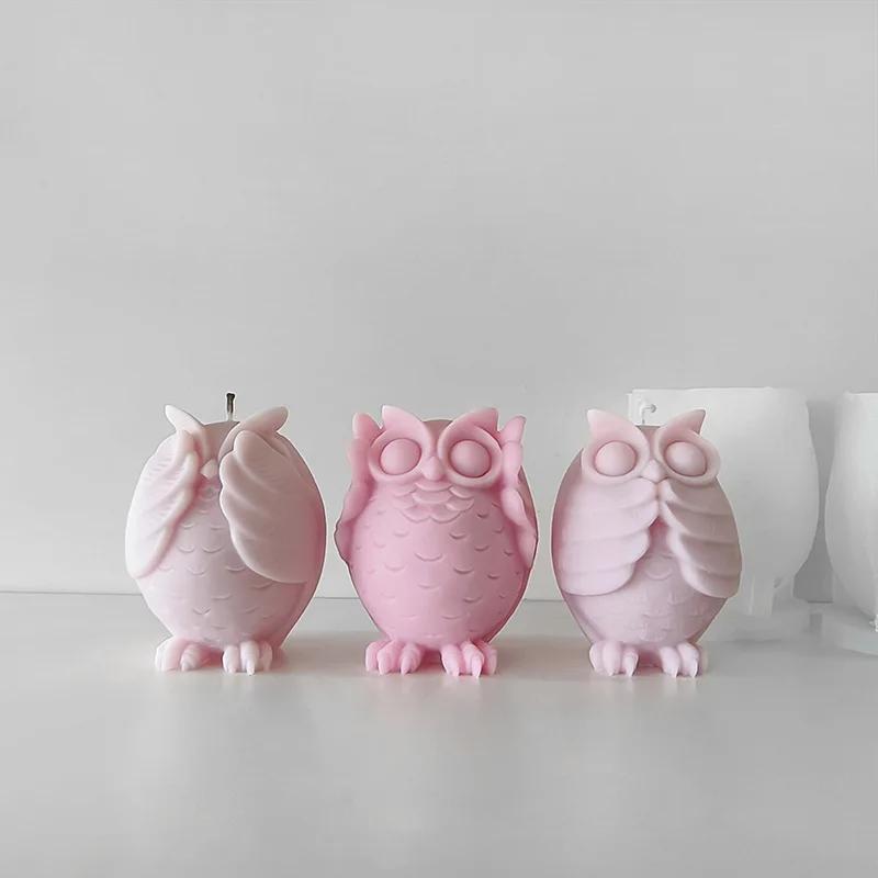 Высококачественная 3D силиконовая форма сова мультяшная для DIY ароматических свечей, гипсовых украшений. Милый животный рисунок совы. Для изготовления мыла, свечей ручной работы.