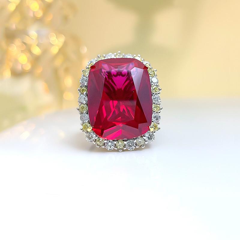 European and American Luxury Ruby Red Corundum Zircon Sets Pendant Necklaces Drop Earrings Banquet Wedding Rings For Women