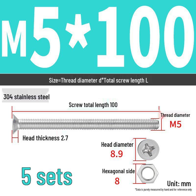 Набор Extra Long Phillips Flat Head Винтов и Гаек из Нержавеющей Стали 304 (2М, 3М, 4М)