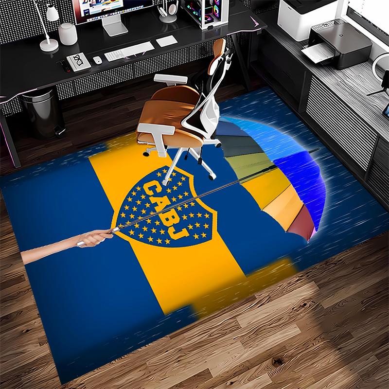 1pc Club Atlético Boca Juniors Print Area Rug - Soft,Washable Non-Slip Indoor Mat for Office Chairs,Living Room,Home Office Decorative Rug