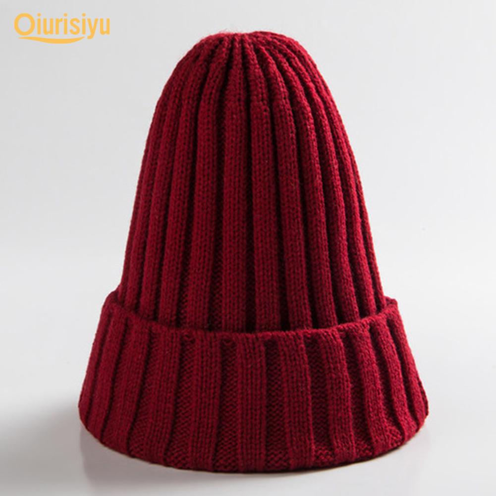 Унисекс однотонная теплая вязаная шапка в стиле хип-хоп