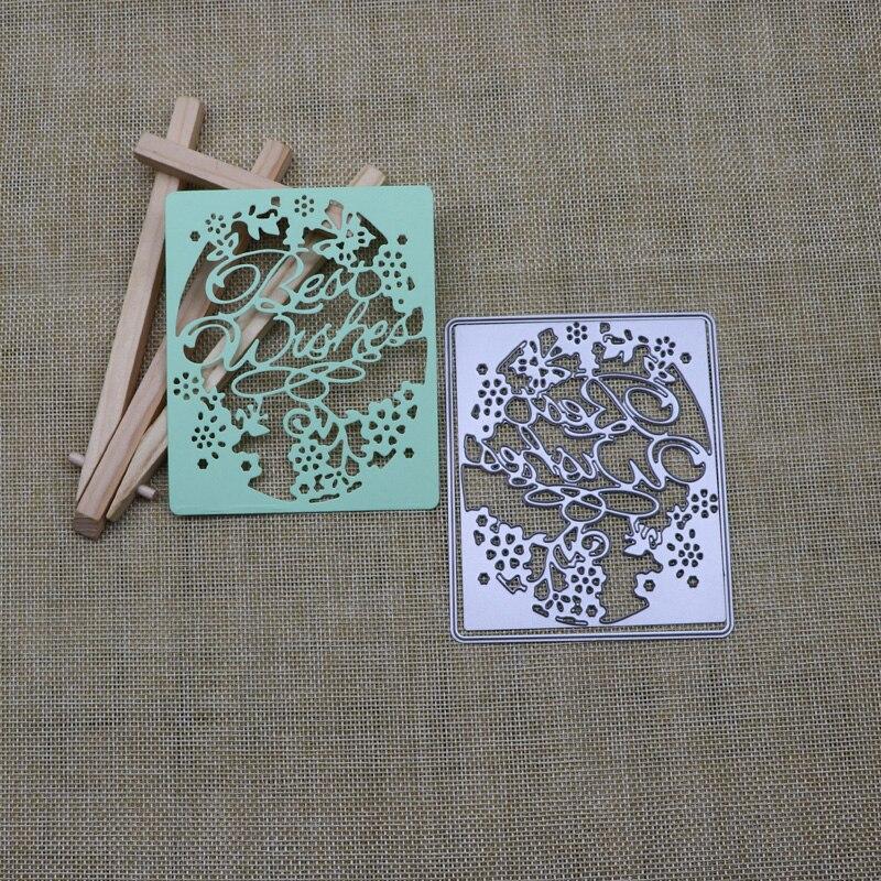 Металлические штампы для резки, вырубные формы, наилучшие пожелания, прямоугольное украшение, трафарет для скрапбукинга и бумаги
