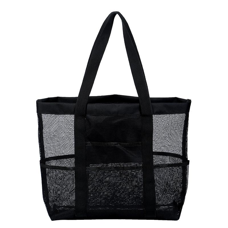 Mesh Beach Bag Tote Travel Toiletry Organizer for Gym Swim 8 Pocket Beach Bag Large Capacity Waterproof