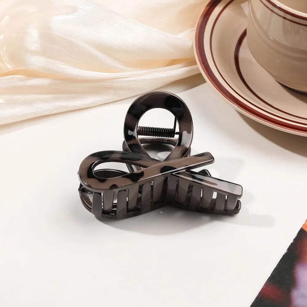 Большой Маленький Зажим-краб для волос с леопардовым принтом для женщин, для густых волос, элегантный бантик, перекрестный, геометрический, зажим-заколка, аксессуары