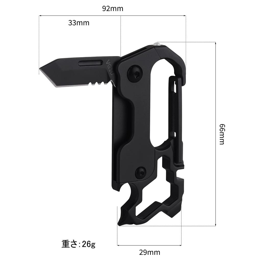 Tibitdeer Keychain Titanium Key Ring Carabiner Ultra Lightweight Durable Bottle Opener Window Hammer Screwdriver Folding Knife Bike Spoke Wrench