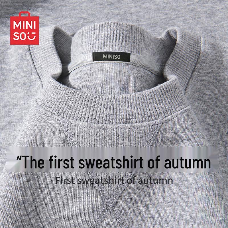 MINISO Мужской пуловер с круглым вырезом в американском студенческом стиле, из плотного материала