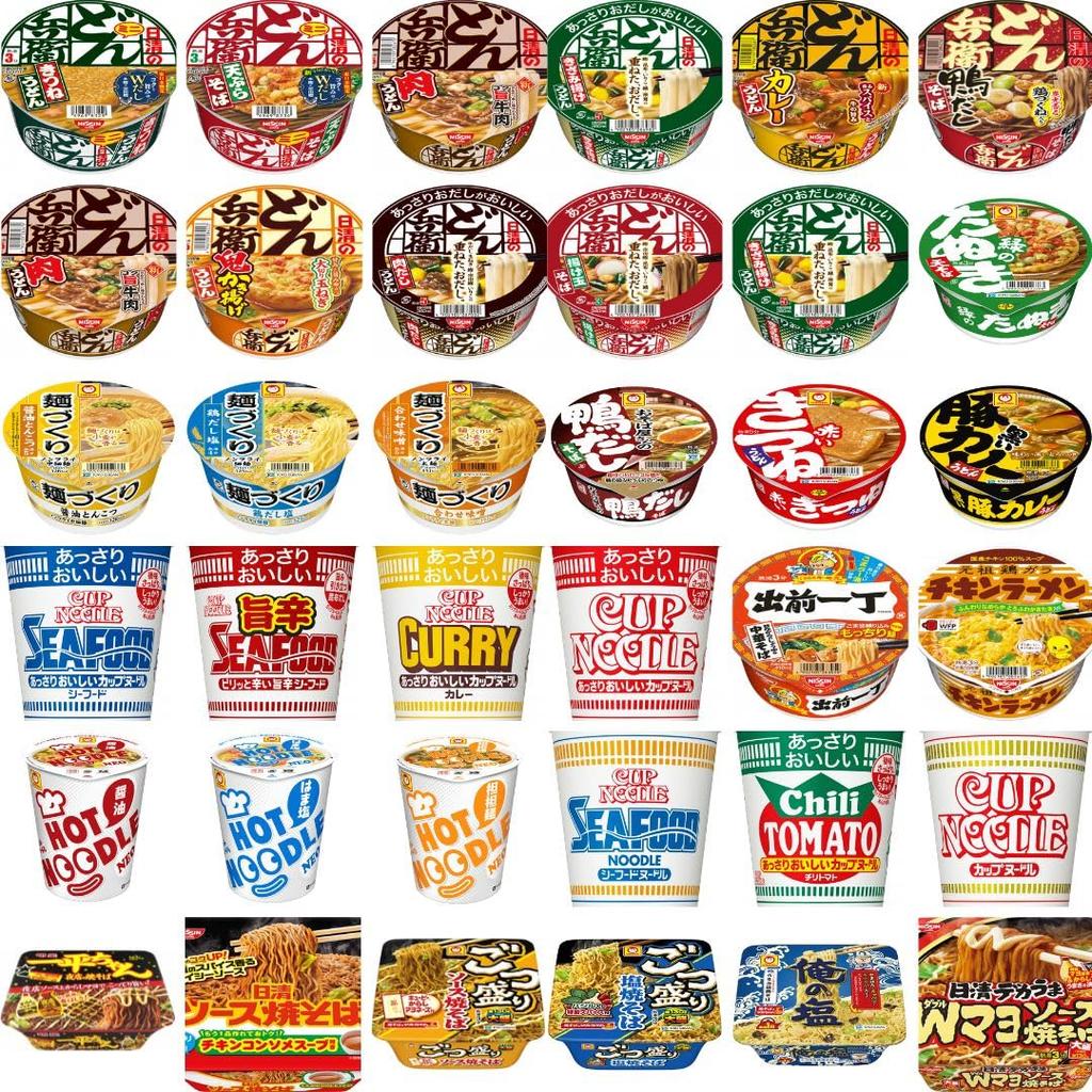 Popular cup noodles random assortment 12 types pieces set Nissin FoodsToyo Suisan (Maruchan) Donbei Noodle Gotsumori Menzukuri Demae Iccho Yakisoba