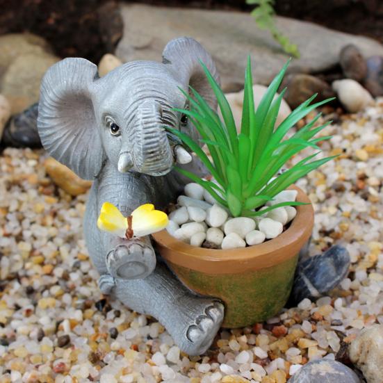 Милый цветочный горшок в виде слона Ручная работа из смолы Декоративный горшок для суккулентов для дома Комнаты Сада Балкона Офиса