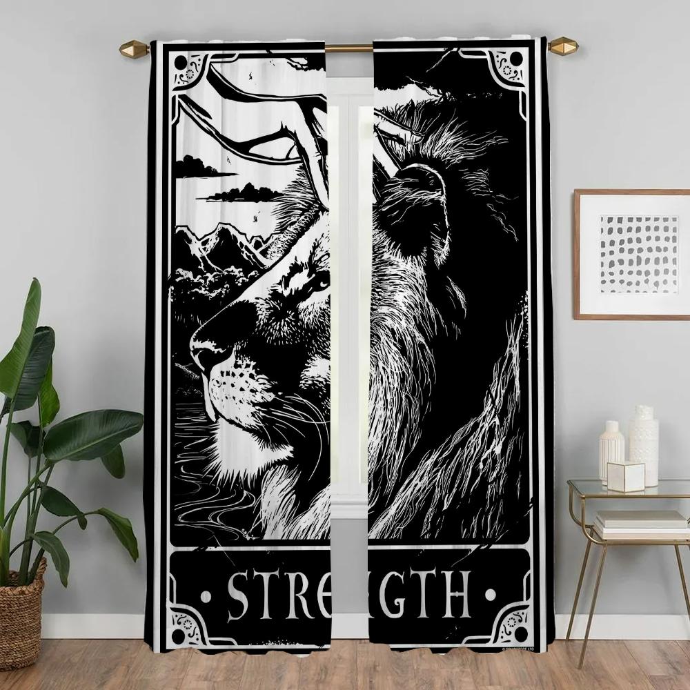 Домашний интерьер Шторы для гостиной Deadly Tarot The Sun Tin Sign Blackout Curtains 2 Pieces Partition Window Curtain Shades