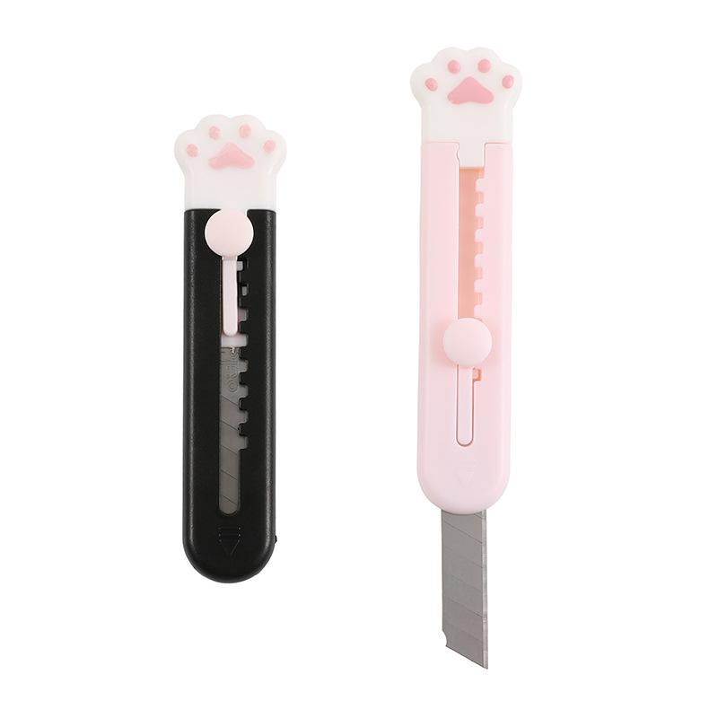 Kawaii Mini Pocket Cat Paw Art Utility Knife Express Box Knife Paper Cutter Craft Wrapping Refillable Blade Stationery KTY