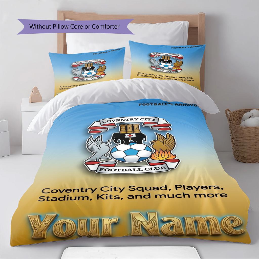 Name Custom Coventry City Pattern Bedding Set Quilt Cover Pillowcase Home Decor Gift (1 * duvet cover + 2 * pillowcase, without core)