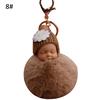 VANA Shop Cute Sleeping Baby Fluffy Pompom Plush Doll Hanging Pendant Key Ring Keychain