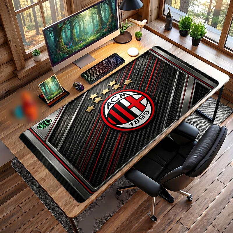 Большой коврик для мыши с принтом AC Milan, нескользящий мягкий резиновый игровой коврик для стола, декор для офисного ноутбука компьютера