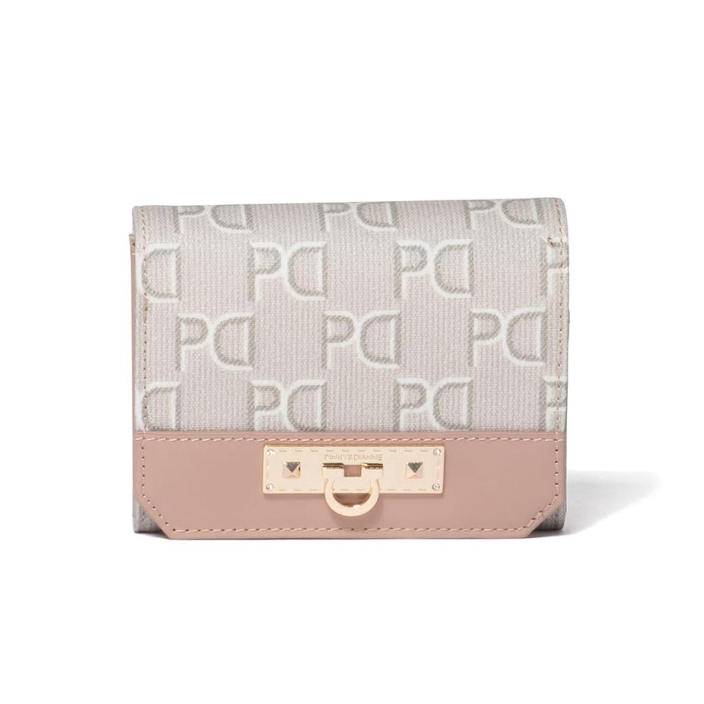 Женский кошелек-портмоне Pinky & Diane с пирамидкой и оригинальной брошью из ПВХ (PDLWFCS2, Серый)